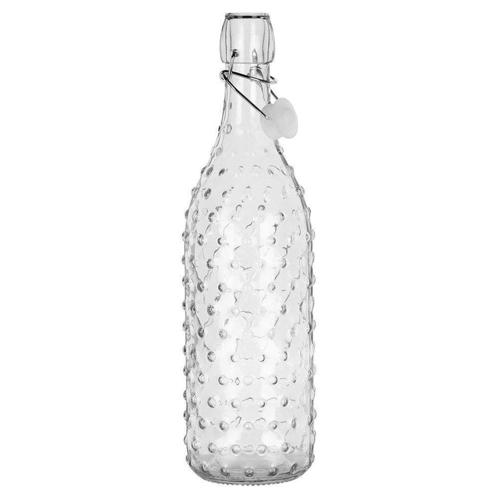 GLASFLASCHE Bügelverschluss geriffelt 1 l Transparent - Transparent, Glas (8/31.5/8cm) - Orion 