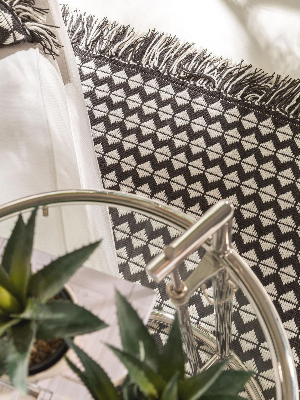TEPPICH aus recyceltem Material Morty Schwarz/Weiß 80x150 cm - Schwarz/Weiß, Textil (80/1cm) - KUNSTLOFT