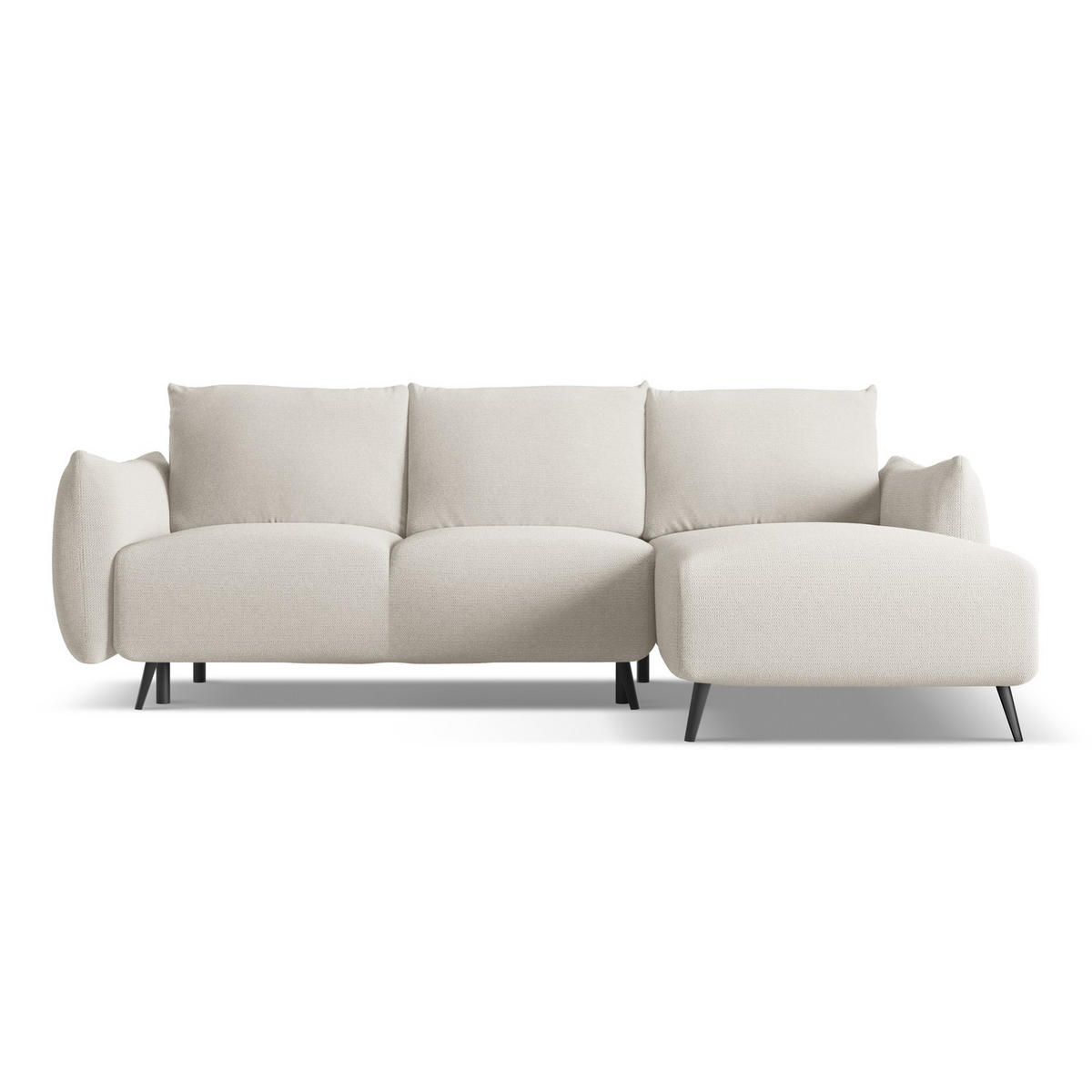 ECKSOFA mit Schlaffunktion Chenille Stoff Grau - Silberfarben/Schwarz, Textil/Metall (242/162cm) - LaMiaSofa