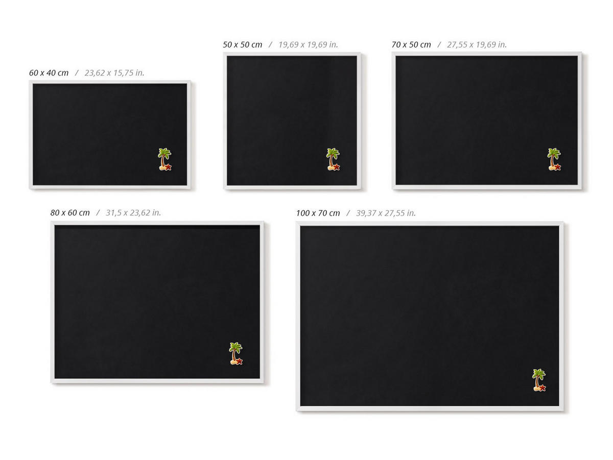MAGNETTAFEL 60x40 cm Weißer Rahmen Farbe Schwarz - Brombeere, Metall (60/50/0.4cm) - TULUP