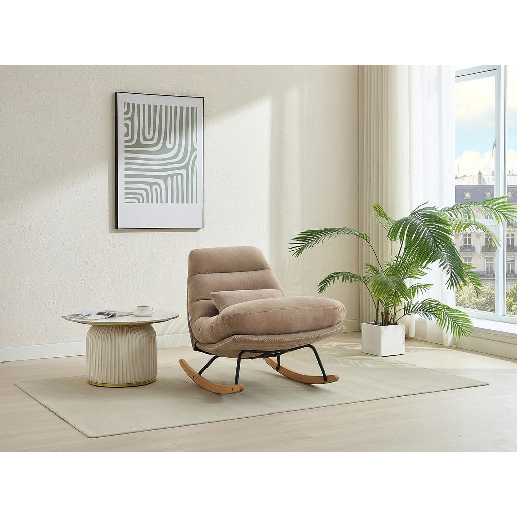 Thumbnail - Vente-Unique Schaukelsessel, Braun, Textil, Uni, 1-Sitzer, 93x80x82 cm, Wohnzimmer, Sessel, Relaxsessel