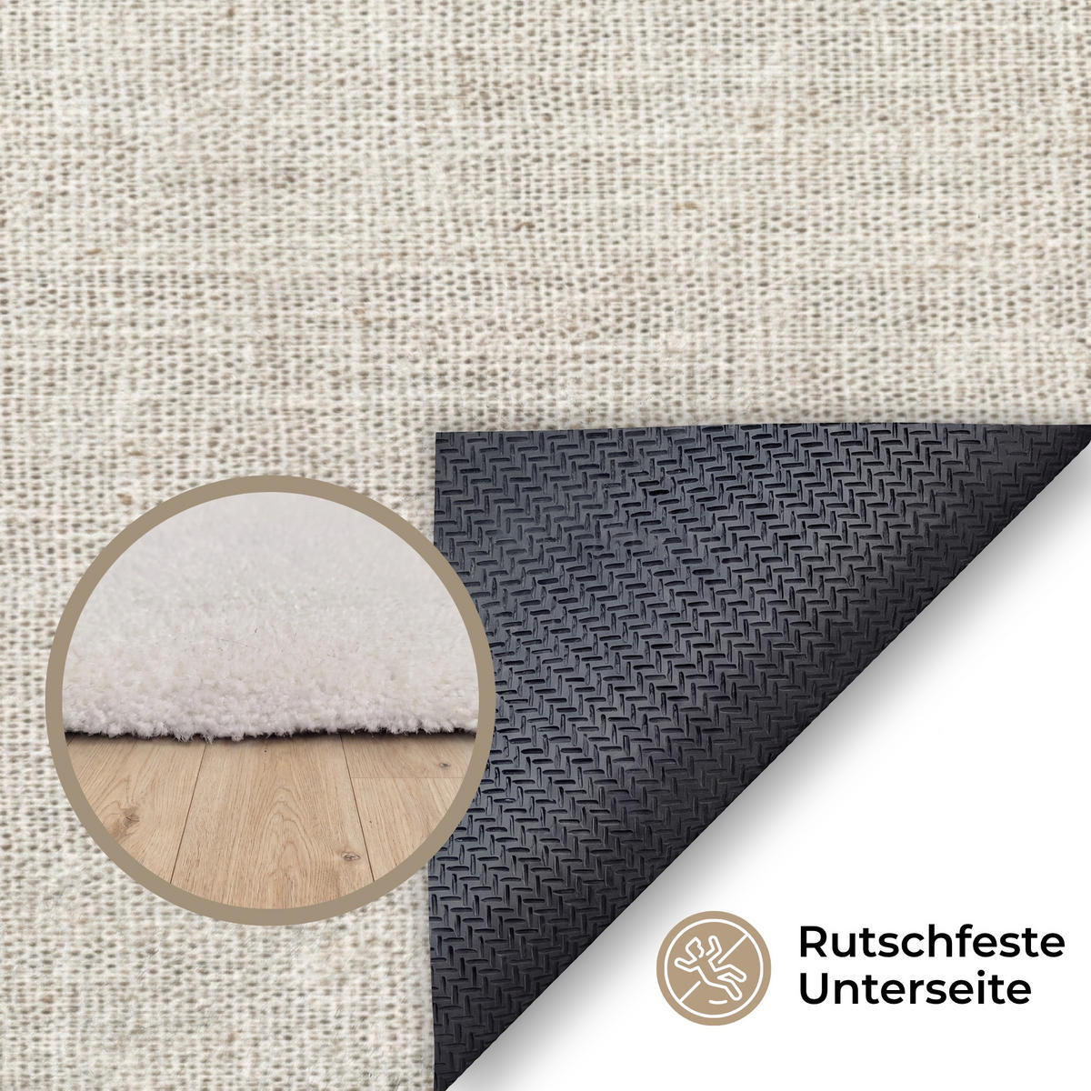 TEPPICH - Leinen - Textur - Beige - 80x120 cm - Creme, Kunststoff/Textil (80/0.4cm) - OnlyWow