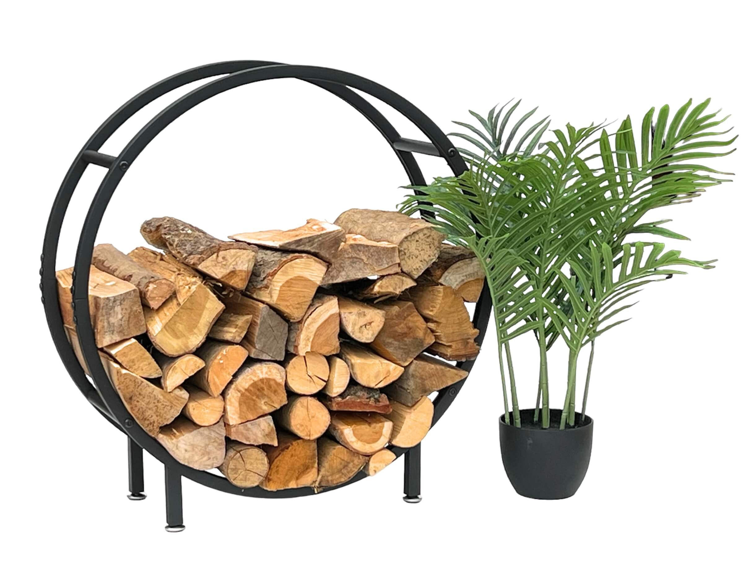 KAMINHOLZREGAL Innen Metall Schwarz Stehend Rund 60 cm - Schwarz, Metall (60/62/20cm) - DanDiBo
