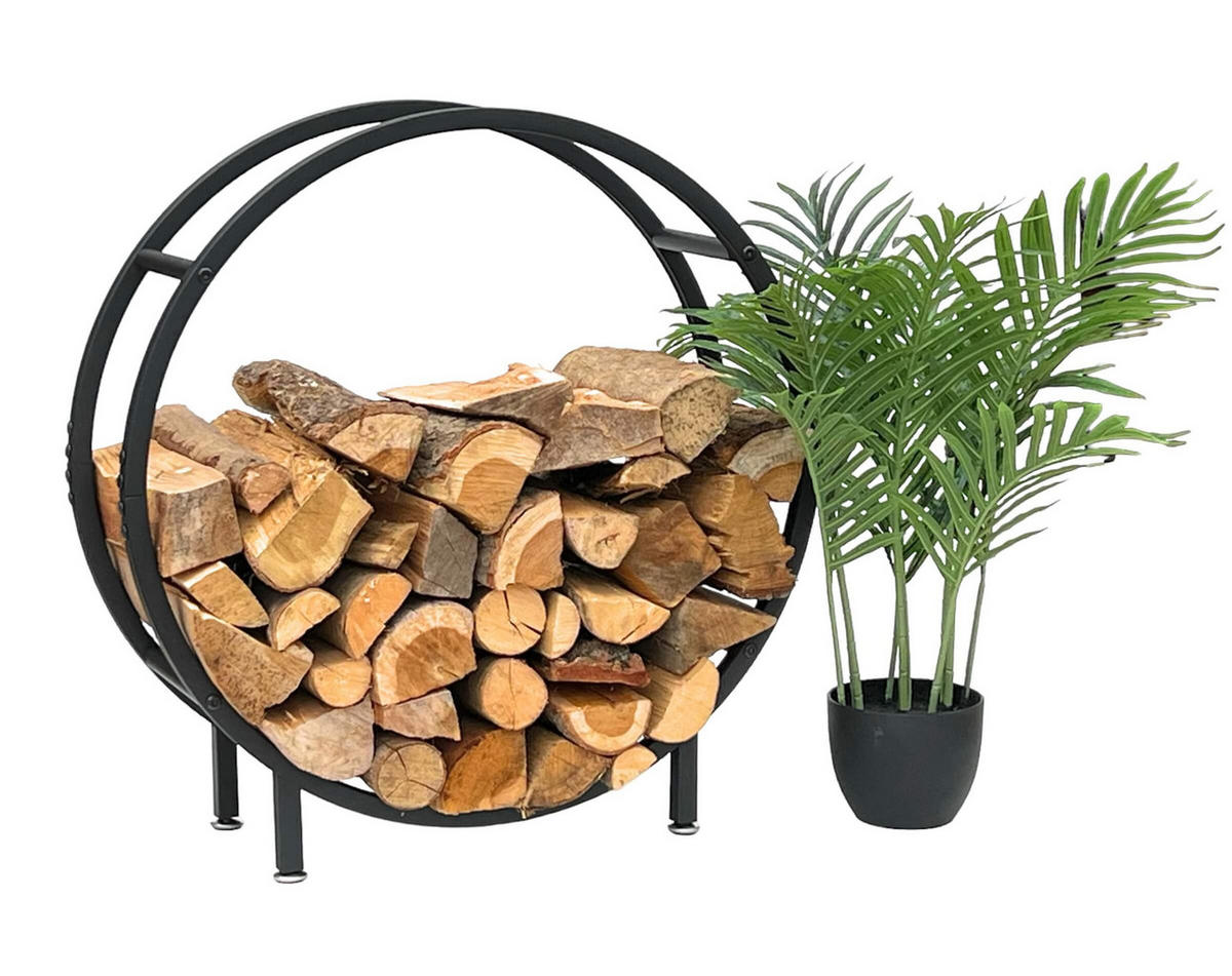 KAMINHOLZREGAL Innen Metall Schwarz Stehend Rund 60 cm - Schwarz, Metall (60/62/20cm) - DanDiBo