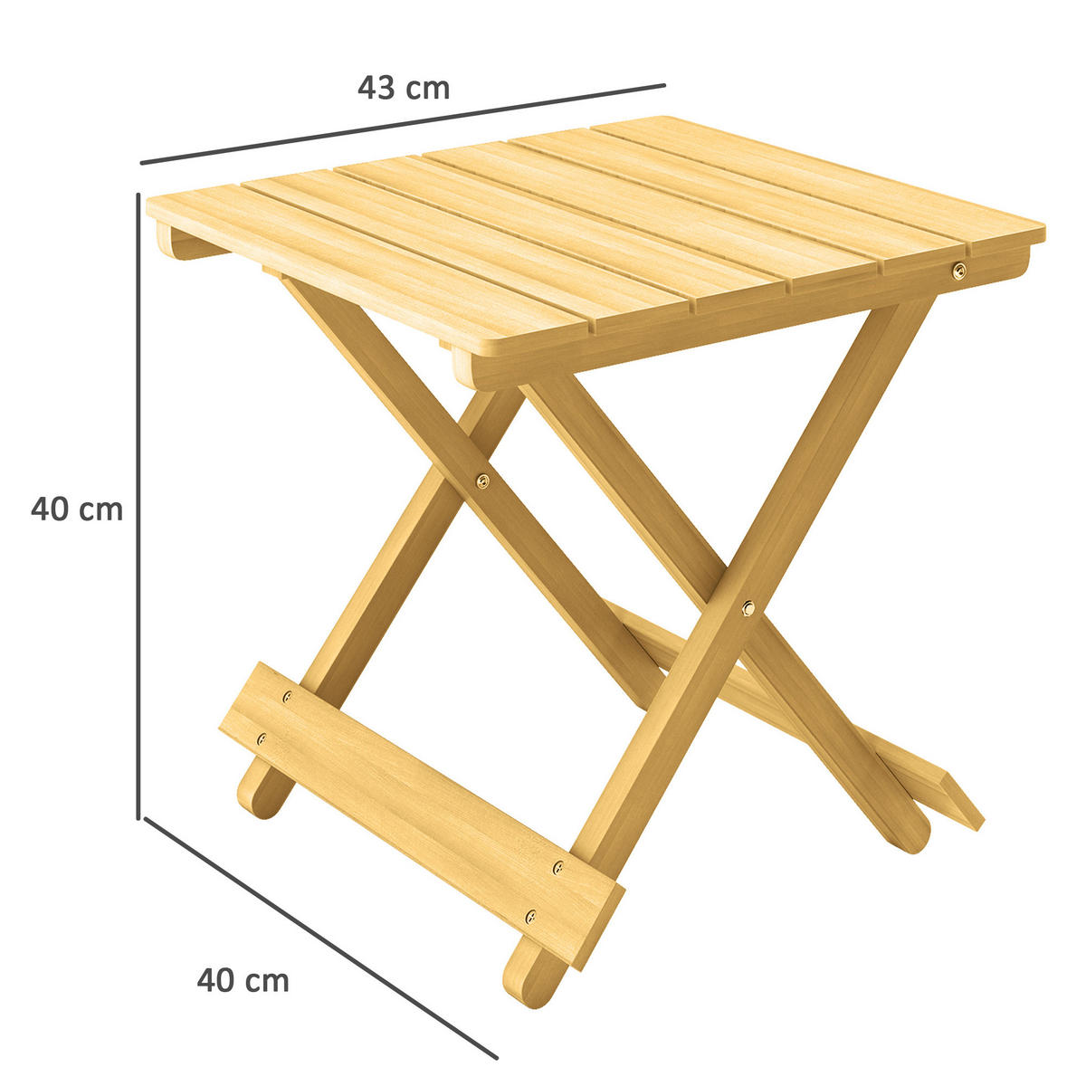 GARTENBEISTELLTISCH DE-14153 klappbar, Massivholz-Lattenrost, 40x43x40 cm Natur - Naturfarben, Holz (43/40/40cm) - ComfortXL