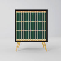 SIDEBOARD ILUSION GATE, Schwarz, 57,5x42x75,5 cm, Goldfarbene Metallfüße - Goldfarben/Multicolor, Holzwerkstoff/Metall (57.5/75.5/42cm) - SpaceRebels
