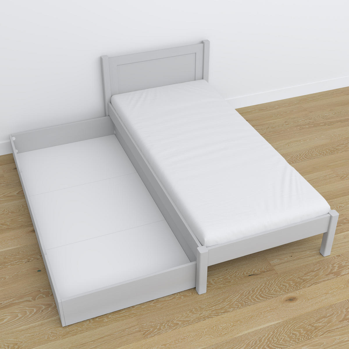 BETT mit Schublade N02 Grau 80/190 - Grau, Naturmaterialien/Holz (80/190cm) - N-Wood
