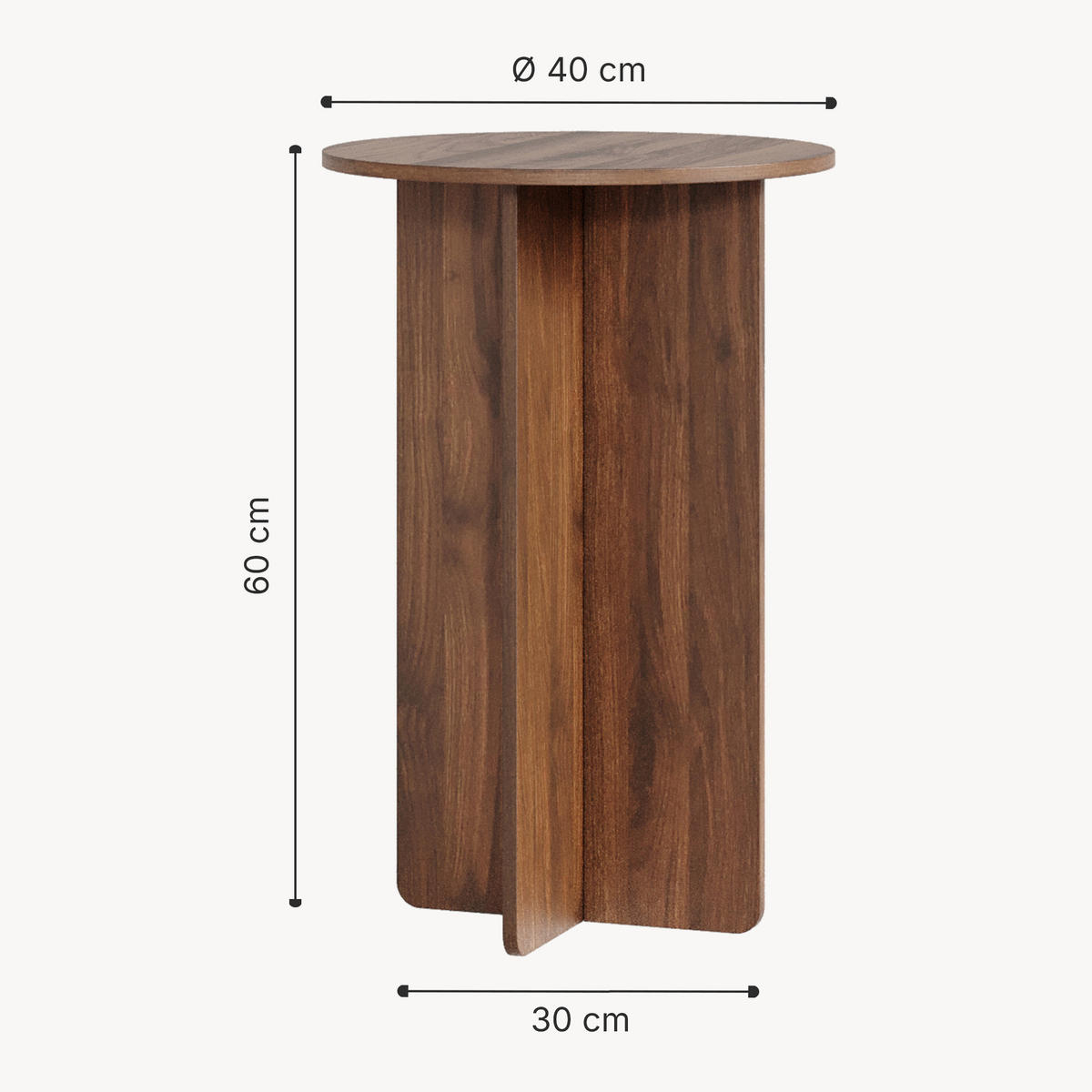 BEISTELLTISCH Vappevn - Walnussfarben, Holzwerkstoff (40/40/60cm)