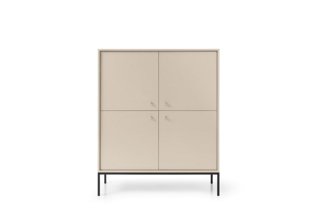 KOMMODE - kommode Melody I 104 4D Beige + Schwarz - Beige/Schwarz, Holzwerkstoff (104/125/39cm) - Möblo