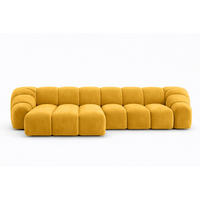 ECKSOFA Modulare L-Form, Veloursstoff Bluvel, Golden, Links, CROISSANT L - Goldfarben, Holz (305/190cm) - Kaiser Möbel