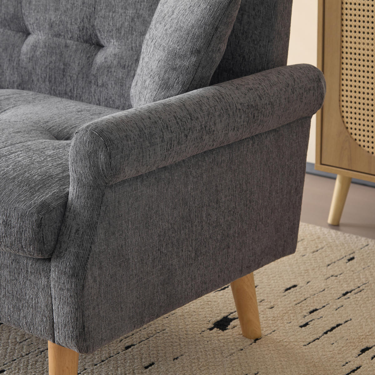 2-SITZER 162/74/77 cm Grau aus Chenille mit Kissen - Grau, Textil (74/77/162cm) - OKMYHOME