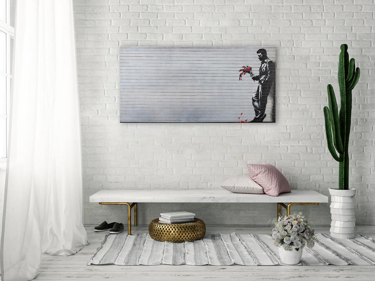 RUČNE MAĽOVANÝ AKRYLOVÝ OBRAZ 120/60 cm, čierny, abstraktný geometrický motív - čierna, drevo/textil (120/60cm) - KUNSTLOFT