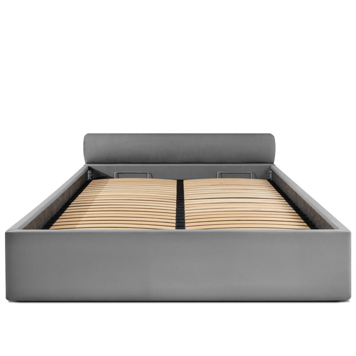 POLSTERBETT LUNEO - Hellgrau/Schwarz, Holz/Holzwerkstoff (162/204cm) - KONSIMO®