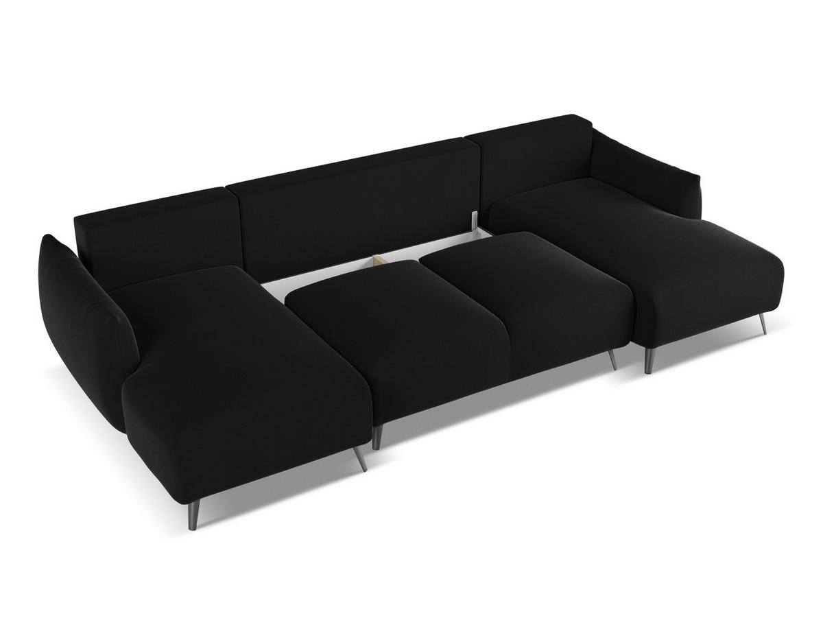WOHNLANDSCHAFT Samt Stoff Schwarz - Schwarz, Textil/Metall (317/86/162cm) - Makamii
