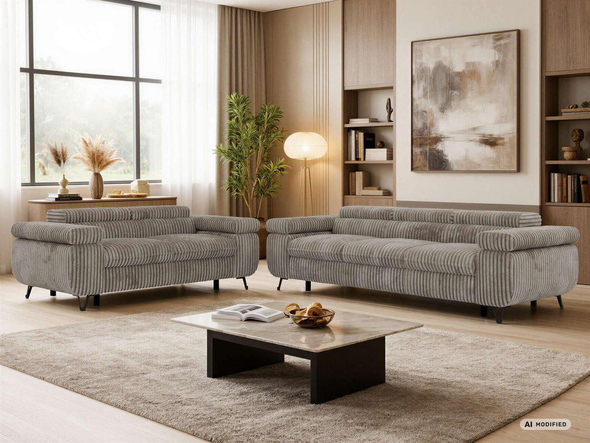 SEDACÍ SOUPRAVA PETER 2+3 - Světle hnědá Manšestr - černá/světle hnědá, kov/textil (262/76/99cm) - MKS