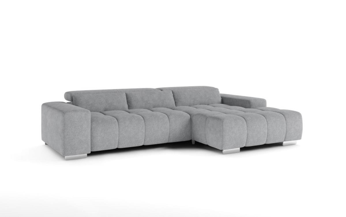 ECKSOFA mit elektronischem Sitzvorschub und verstellbaren Kopflehnen - Chromfarben/Grau, Textil (186/307cm) - Cotta