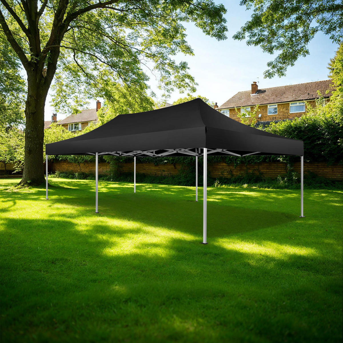 PAVILLON Viola,inklusive Spannseilen, Heringen und Tragetasche,schwarz - Schwarz, Kunststoff (300/280/600cm) - tectake