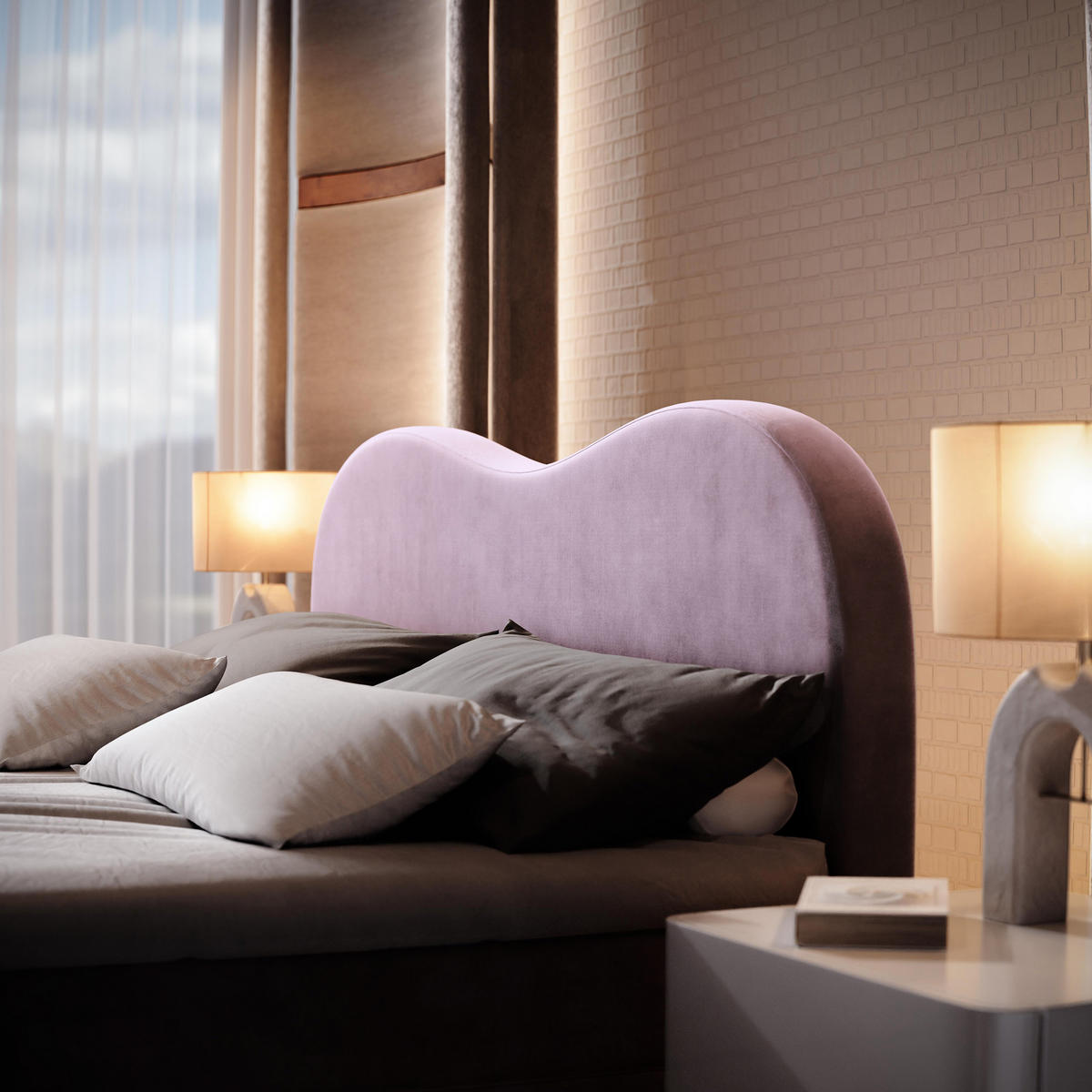 BOXBETT FLUVIA M 160x200 cm mit Matratze und Topper - Lila - Lila, Holz (160/200cm) - MASSENO