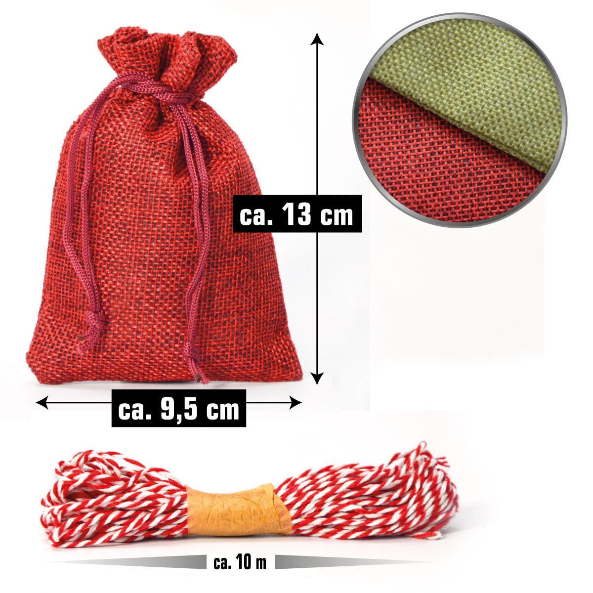 ADVENTSKALENDER zum Selbstbefüllen, 24 Geschenk-Säckchen Rot - Rot, Kunststoff (9.5/3/13cm) - Dunedesign