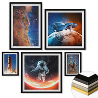 WANDBILDER 5er-Set - 50x50 cm & 20x30 cm & 40x60 cm Schwarzer Rahmen - Farbenfrohes abstraktes Porträt - Schwarz, Kunststoff (40/60cm) - ArtPrintCave