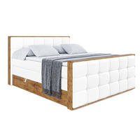 BOXSPRINGBETT mit Matratze H3|H4 und Lattenrost - LOLLI7-Z KING-120x200 - Weiß Kunstleder - Weiß, Holzwerkstoff (120/200cm) - ALTDECOR