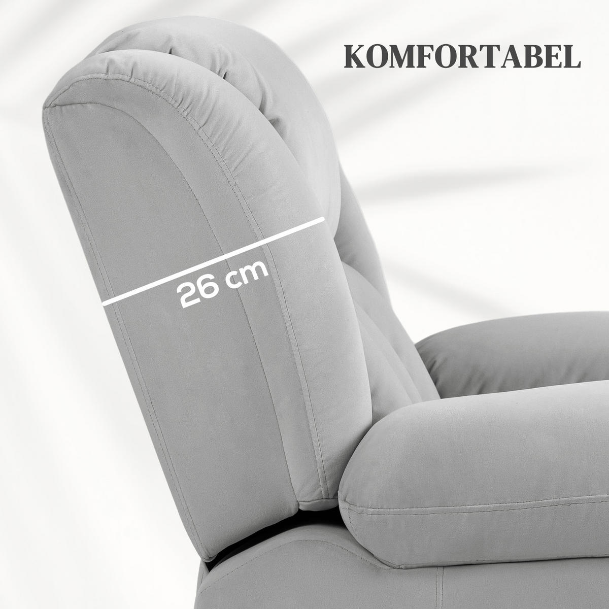 FERNSEHSESSEL mit Aufstehhilfe Relaxsessel mit Massage-/ Wärme-/Liegefunktion - Hellgrau, Textil (93/104/101cm) - HOMCOM