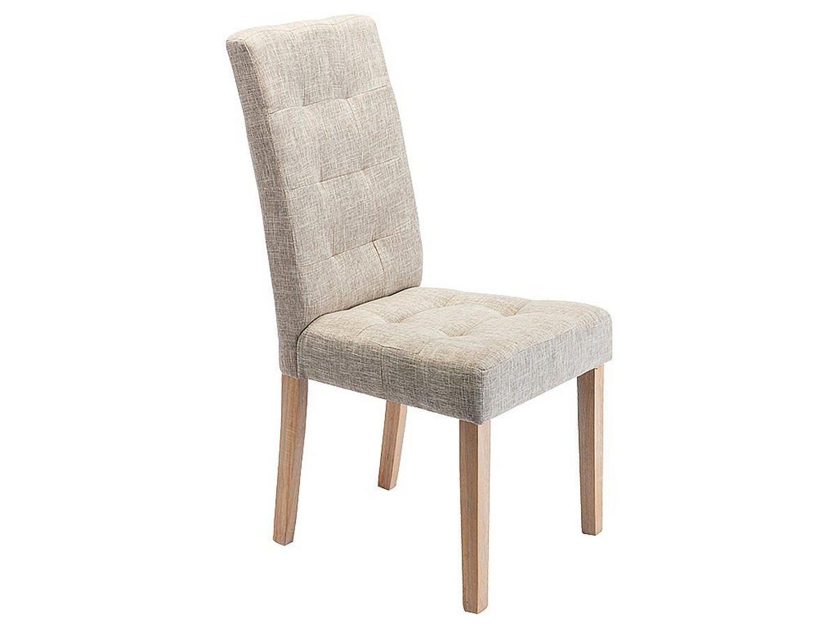 STUHL 6er-Set - Stoff & Holz - Beige - VILLOSA - Creme, Textil (48/100/61cm) - Vente-Unique