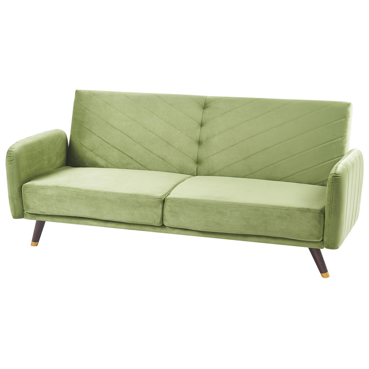 3-SITZER-SCHLAFSOFA Samtstoff Olivgrün Senja - Olivgrün, Textil (200/87/95cm) - Beliani