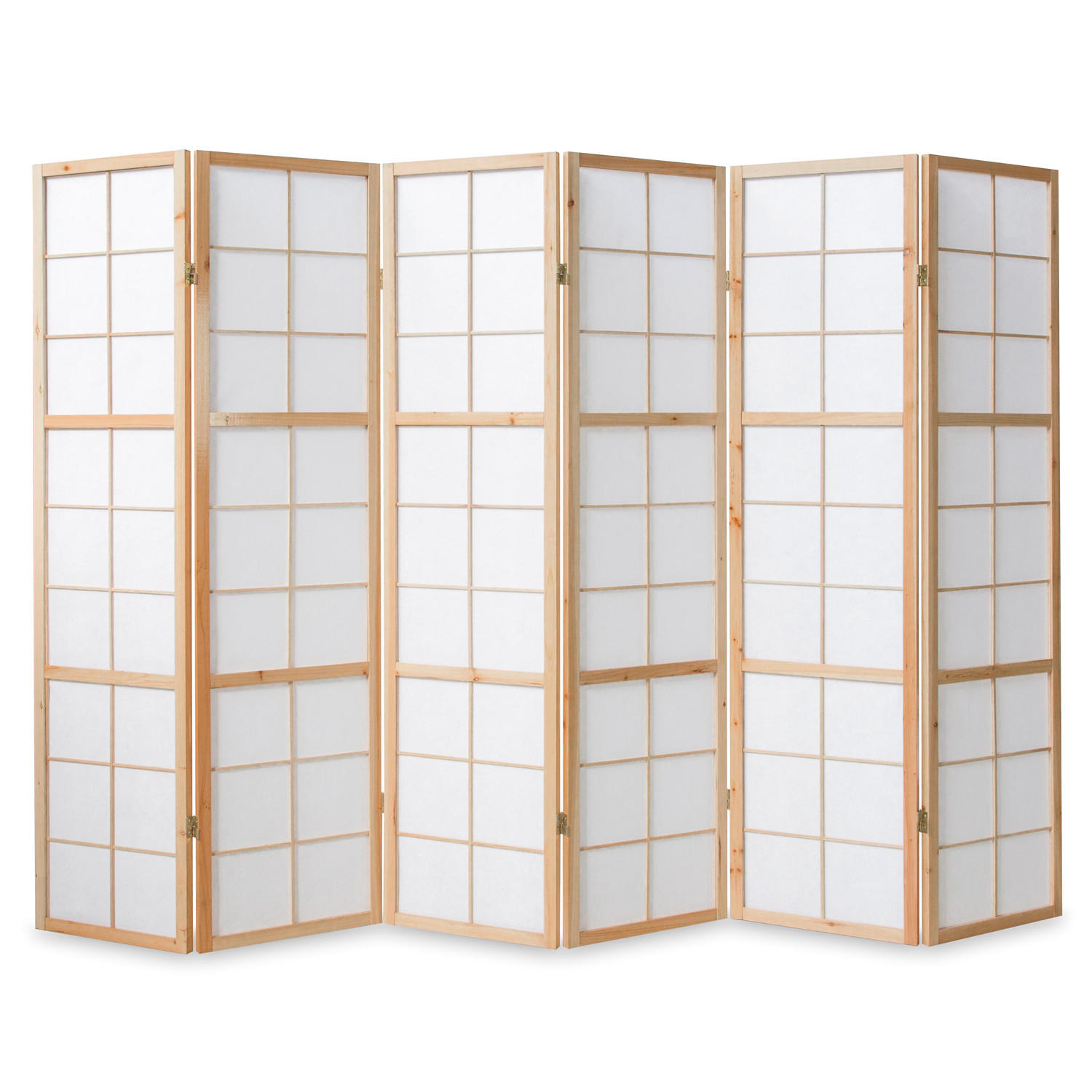 PARAVENT 6-tlg. 264/175 cm Braun Shoji - Braun, Holz (264/175/2cm) - Homestyle4u