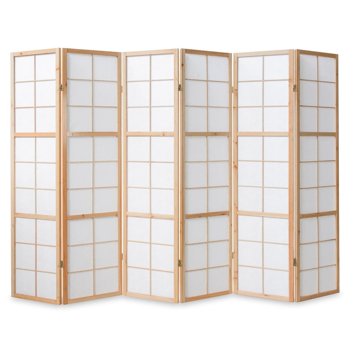 PARAVENT 6-tlg. 264/175 cm Braun Shoji - Braun, Holz (264/175/2cm) - Homestyle4u