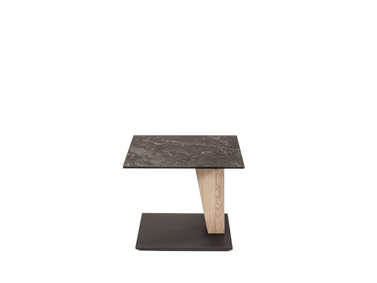 BEISTELLTISCH Cella 55x47x47 höhenverstellbar Wildeiche/Nero - Schwarz, Keramik (55/47/47cm) - 58aufmkessel