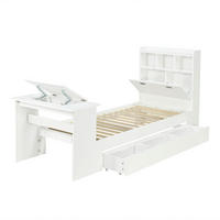 HOLZBETT 90/200 cm DE-32739 mit Klapptisch und Stauraum Weiß - Weiß, Holz (90/200cm) - ComfortXL