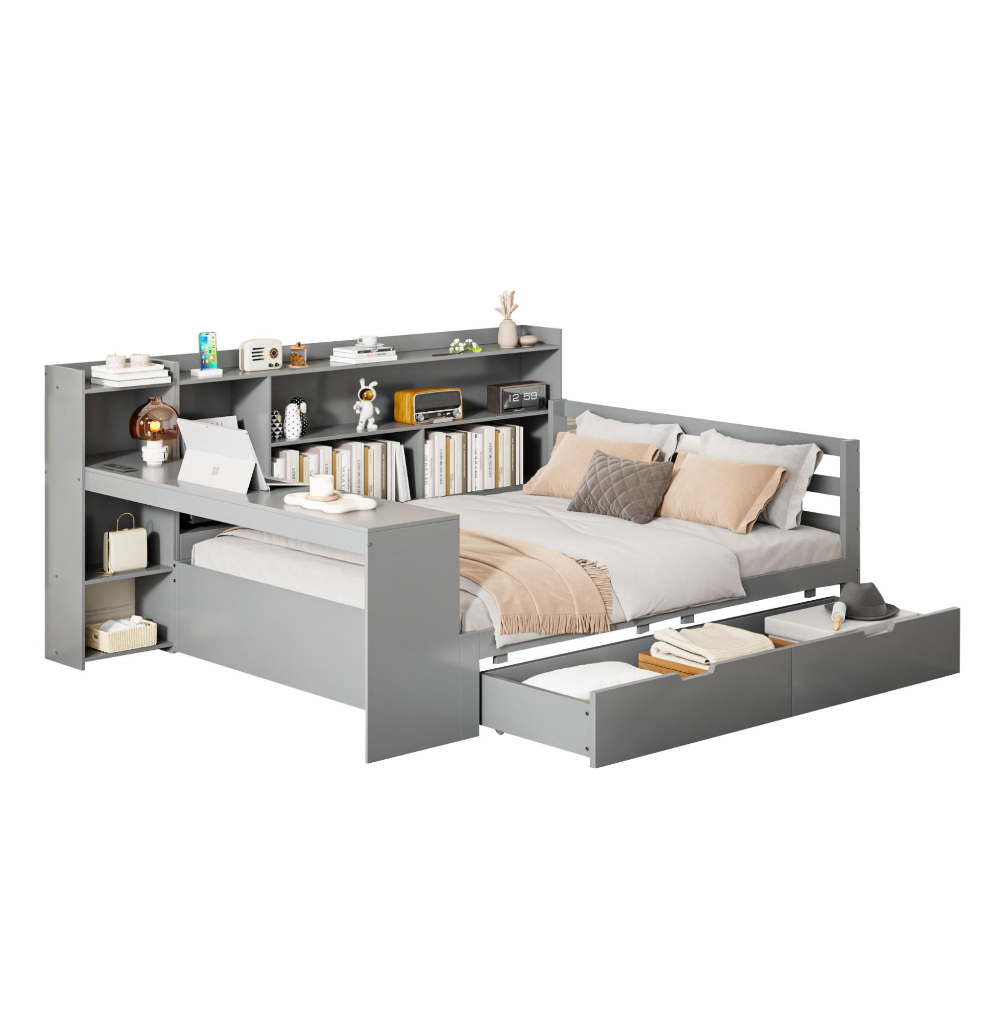 Okwish Bett Grau 140x200 cm