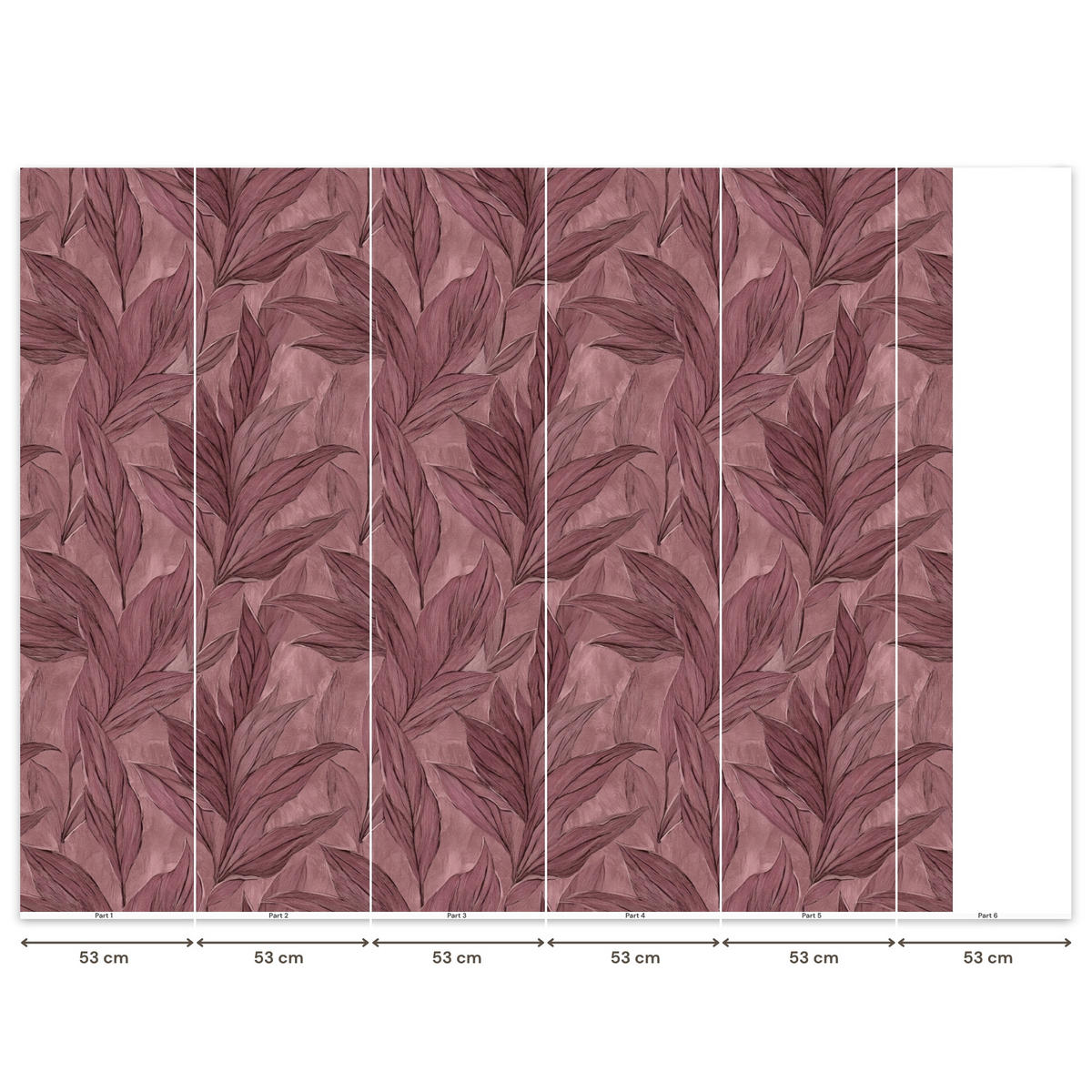TAPETE - Blätter - Muster - Lila - 280x240 cm - Altrosa, Papier (280/240cm) - OnlyWow