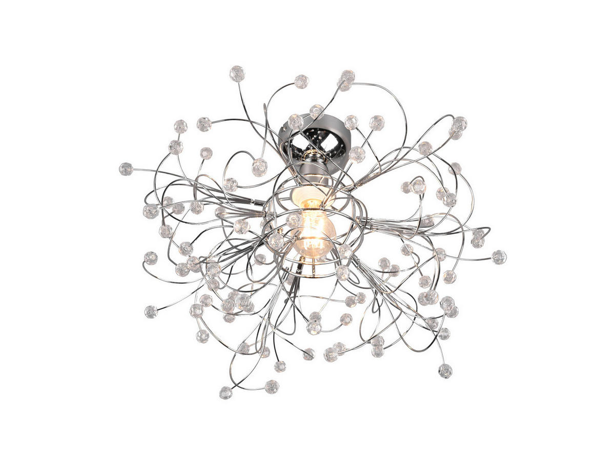 LED-DECKENLAMPE Ø52cm, Silber Kristall - Chromfarben/Transparent, Kunststoff/Metall (52/52/35cm) - meineWunschleuchte