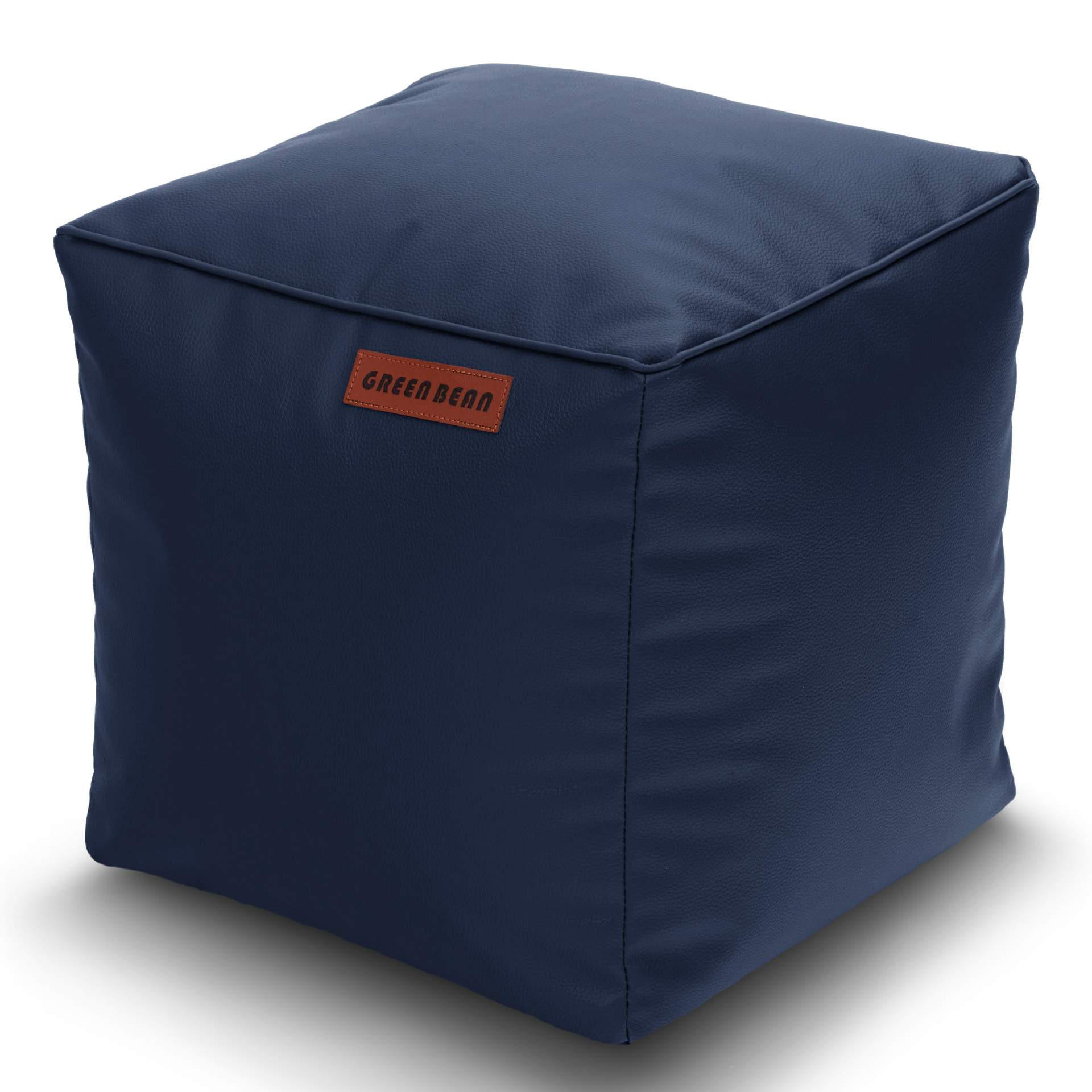 SITZSACK-HOCKER 40x40cm - KUNSTLEDER - Dunkelblau, Textil (40/40/40cm) - Green Bean