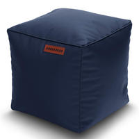 SITZSACK-HOCKER 40x40cm - KUNSTLEDER - Dunkelblau, Textil (40/40/40cm) - Green Bean