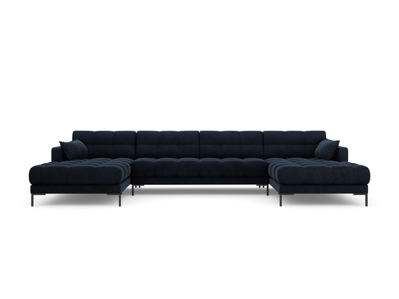 PANORAMASOFA Mamaia aus Samt dunkelblau 6 Sitzplätze - Dunkelblau, Textil (185/75/383cm) - Micadoni