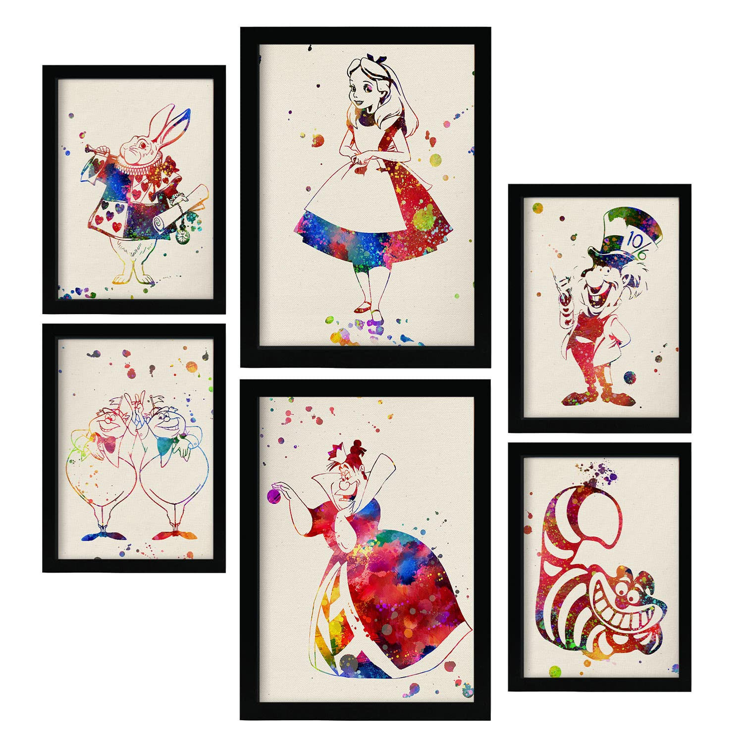 POSTER Set Mit 6 Alice Im Wunderland Illustrationen Im Aquarell Stil A3 & A4 Rahmenlos - Klar, Papier (29/3cm) - Nacnic