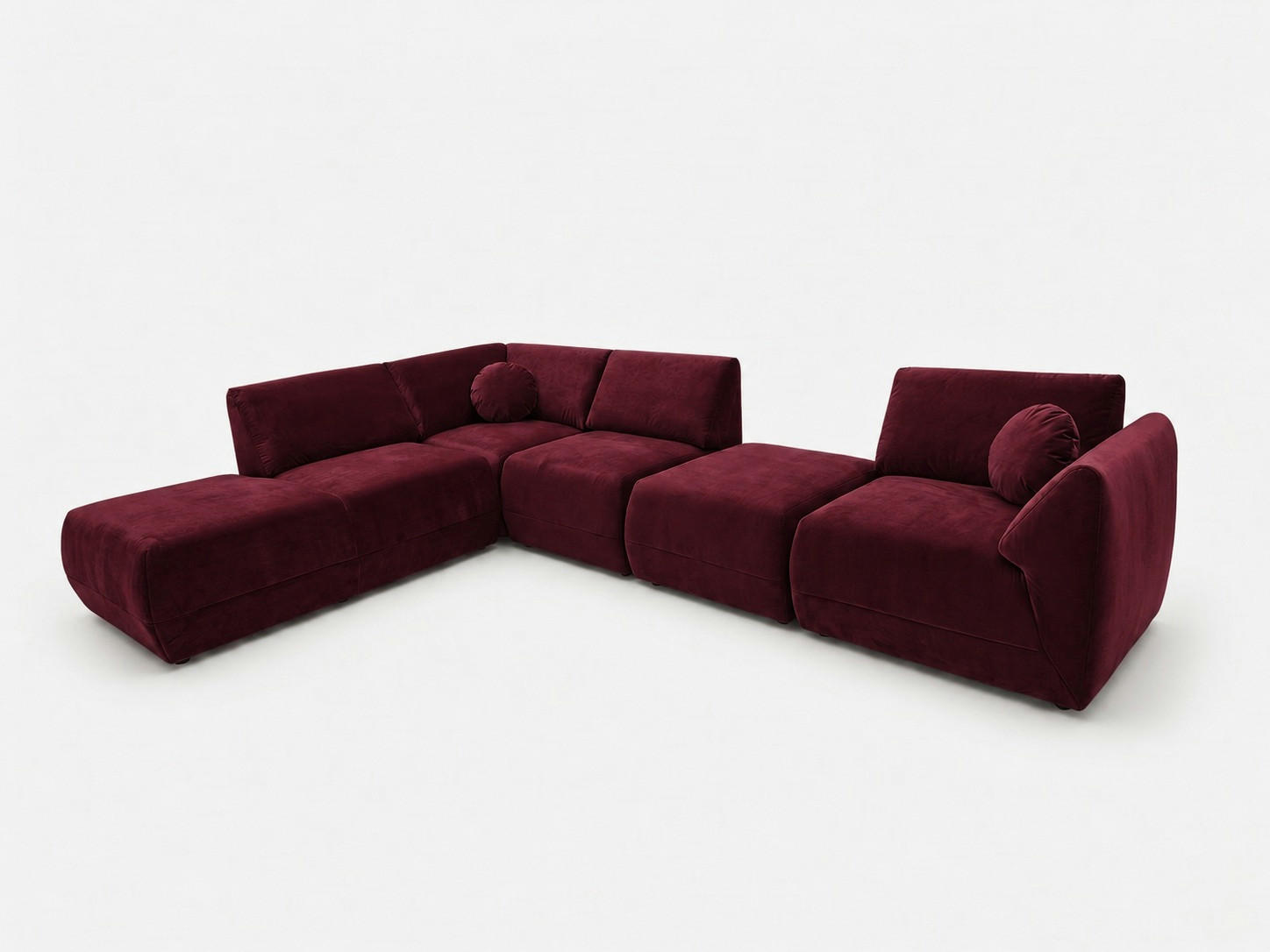 ECKSOFA Cordoba Modulares Links Bordeaux - Bordeaux, Textil (352/244cm) - KS Home Concept