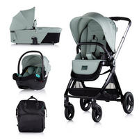 KINDERWAGEN Elite 3 in 1 hellgrün i-Size Babyschale Sportsitz Babywanne Tasche - Hellgrün/Grün, Metall (75/58/111cm) - Chipolino