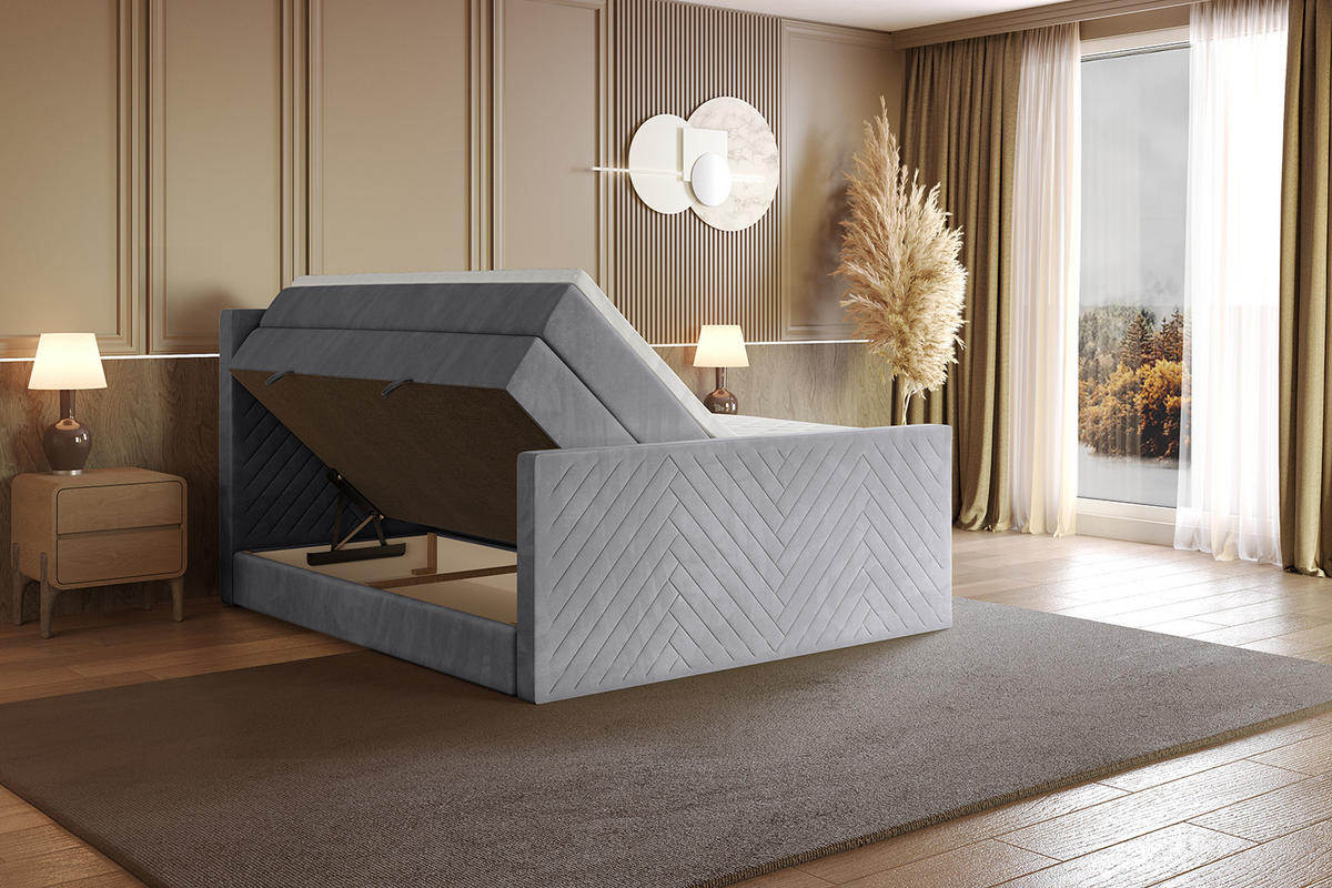 BOXSPRINGBETT mit Matratze und Lattenrost - VEXA-Z KING-180x200 - Grau Monolith - Grau, Holzwerkstoff (180/200cm) - ALTDECOR