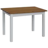 ESSTISCH Kiefernholz rechteckig, quadratische Beine, Weiß/Eiche 120 × 70 × 75 cm - Eichefarben, Holz (120/75/70cm)