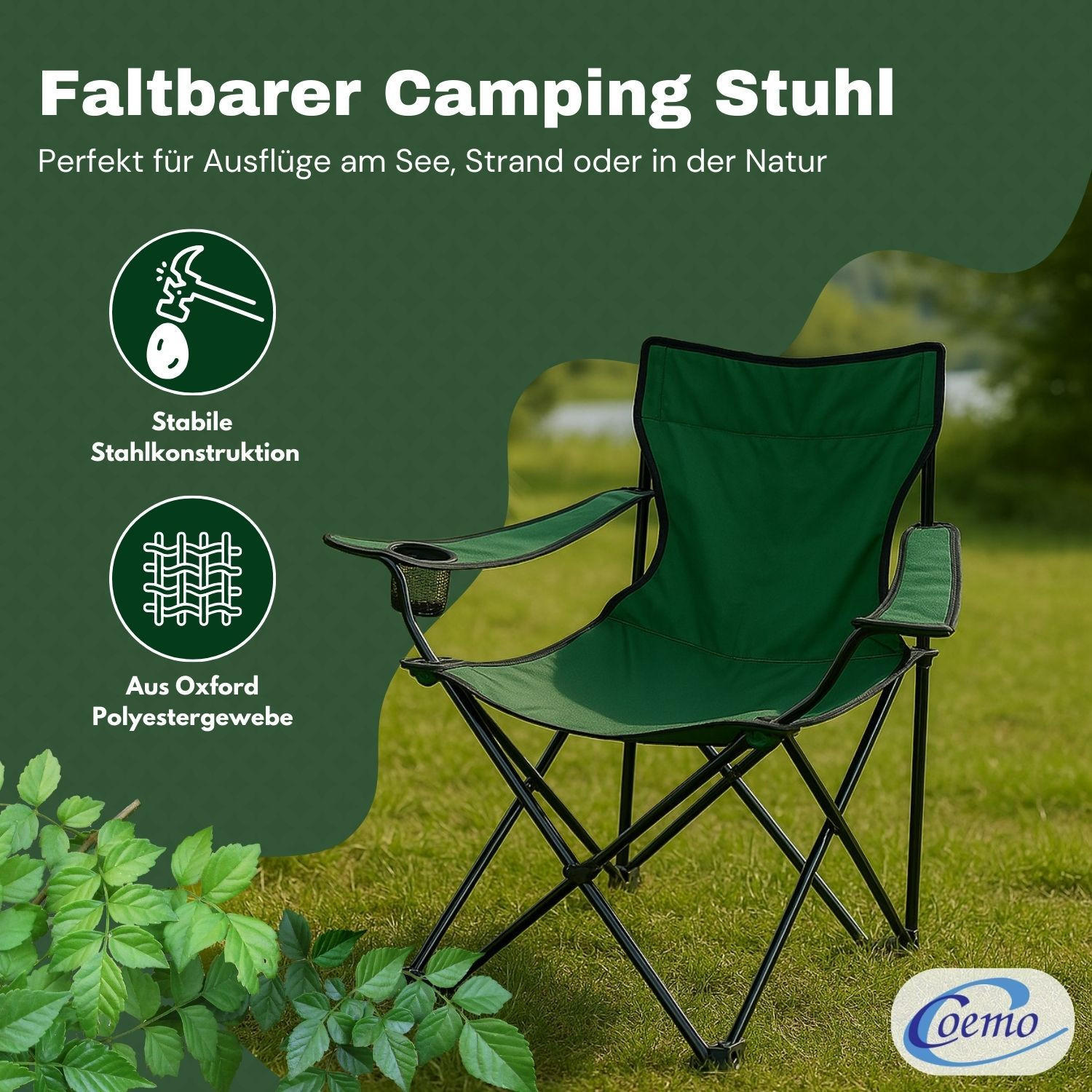 CAMPINGSTUHL FALTBAR in Grün - Grün, Metall (50/80/50cm) - Coemo