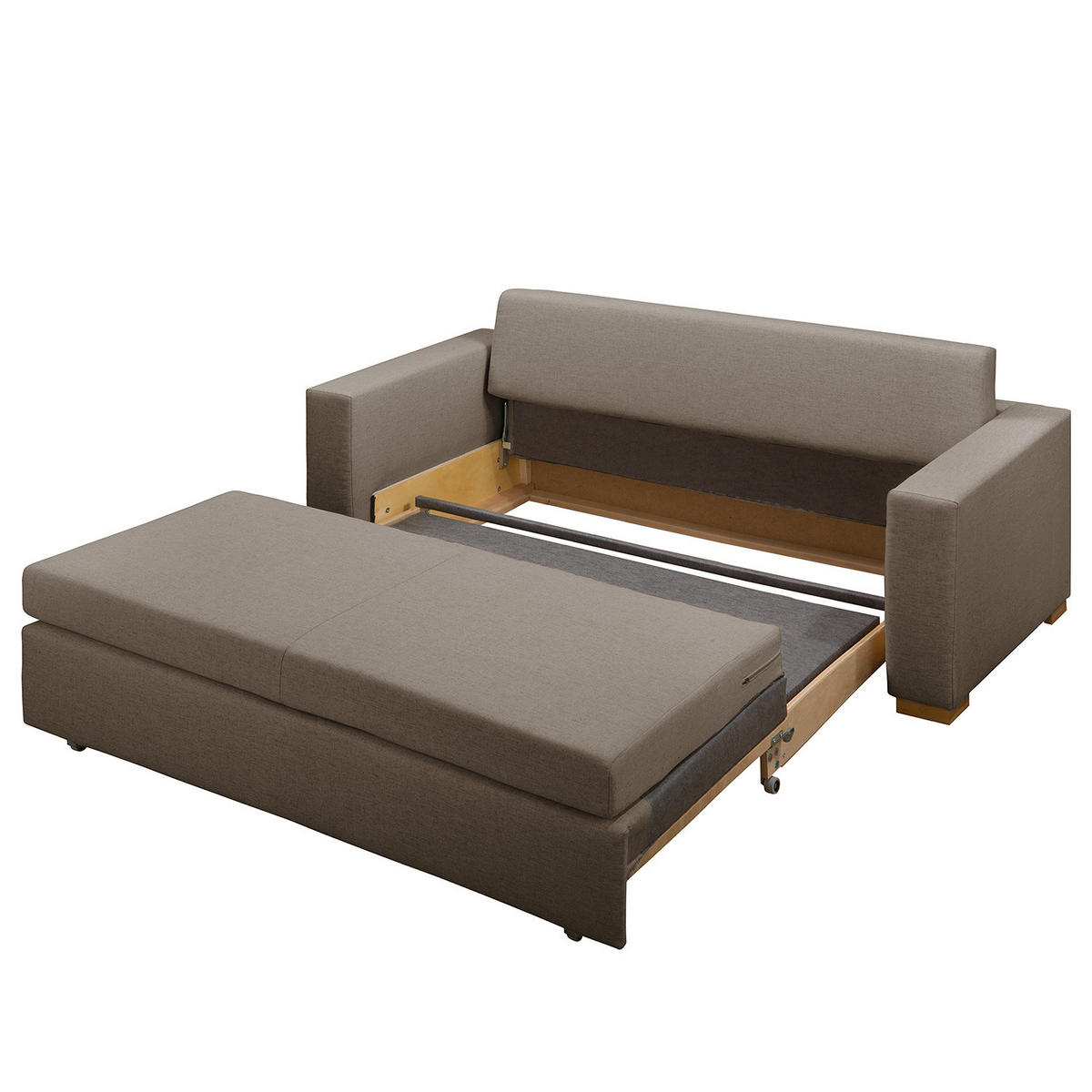 SCHLAFSOFA - Taupe/Hellbraun, Textil (193/90/90cm) - home24