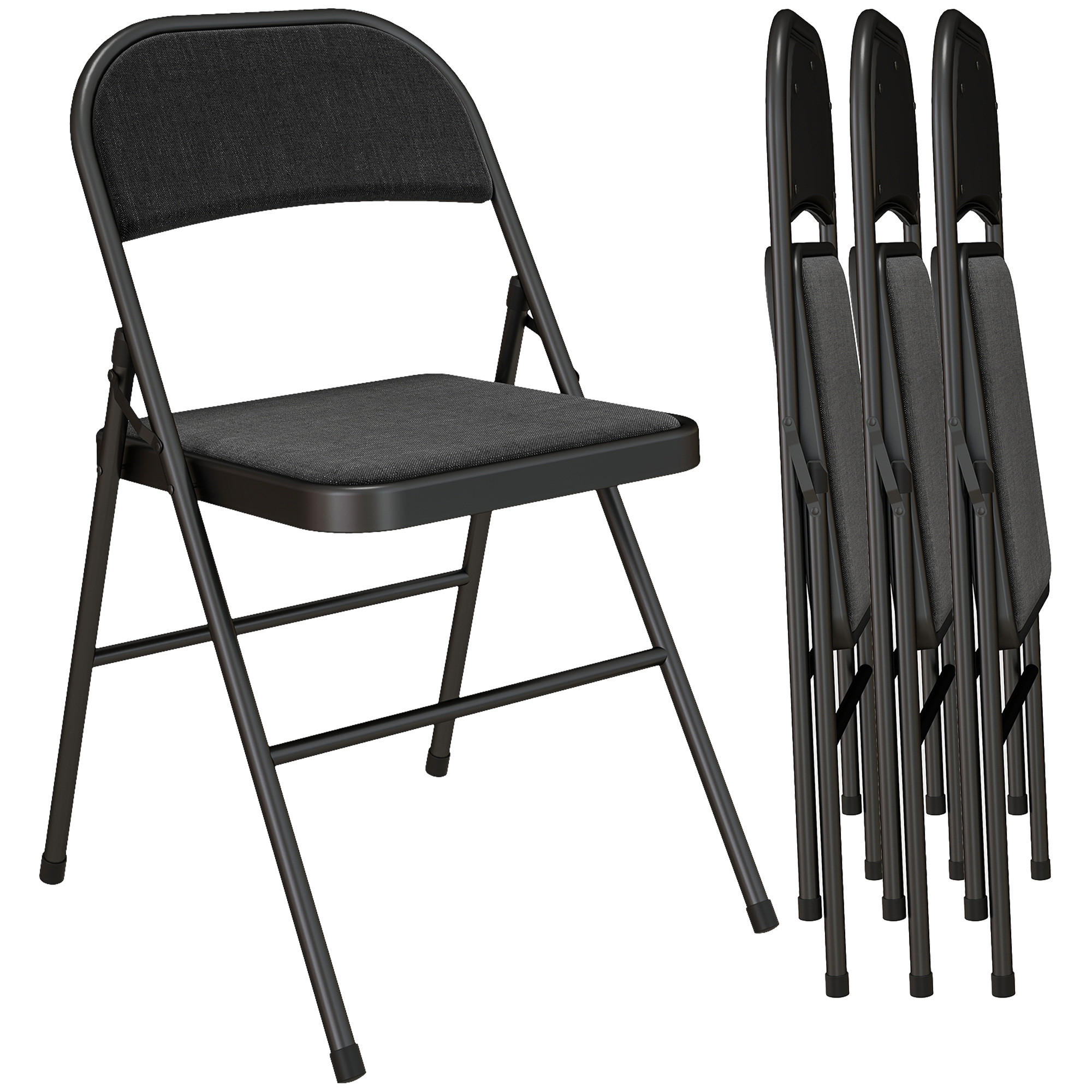 KLAPPSTUHL 4er-Set Schwarz 46.0/45.0/78.0 cm - Schwarz, Textil (45/78/46cm)
