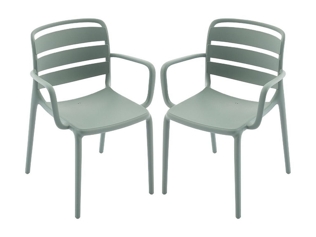 GARTENESSGRUPPE im Set - 4 -Sitzer - Polypropylen - khaki, weiß - MOAH - Weiß, Kunststoff - Vente-Unique