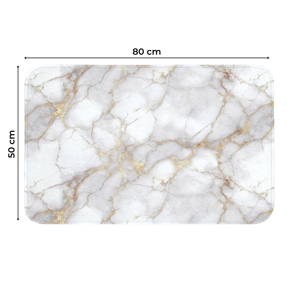 WC-VORLEGER Weiß - Gold - Marmor - Grau Toilettenteppich 80x50 cm - Weiß, Kunststoff/Textil (80/1cm) - OnlyWow