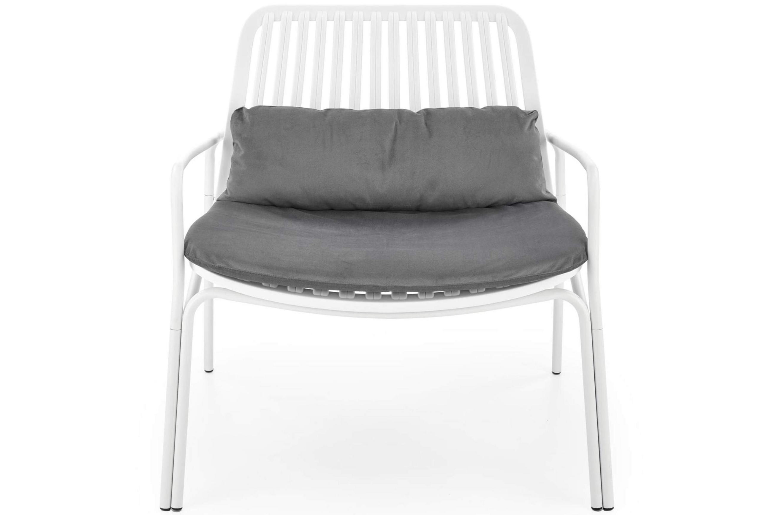 GARTENSESSEL ZALIO modern, weiß/grau - Weiß/Grau, Metall (75/66/71cm) - KONSIMO®