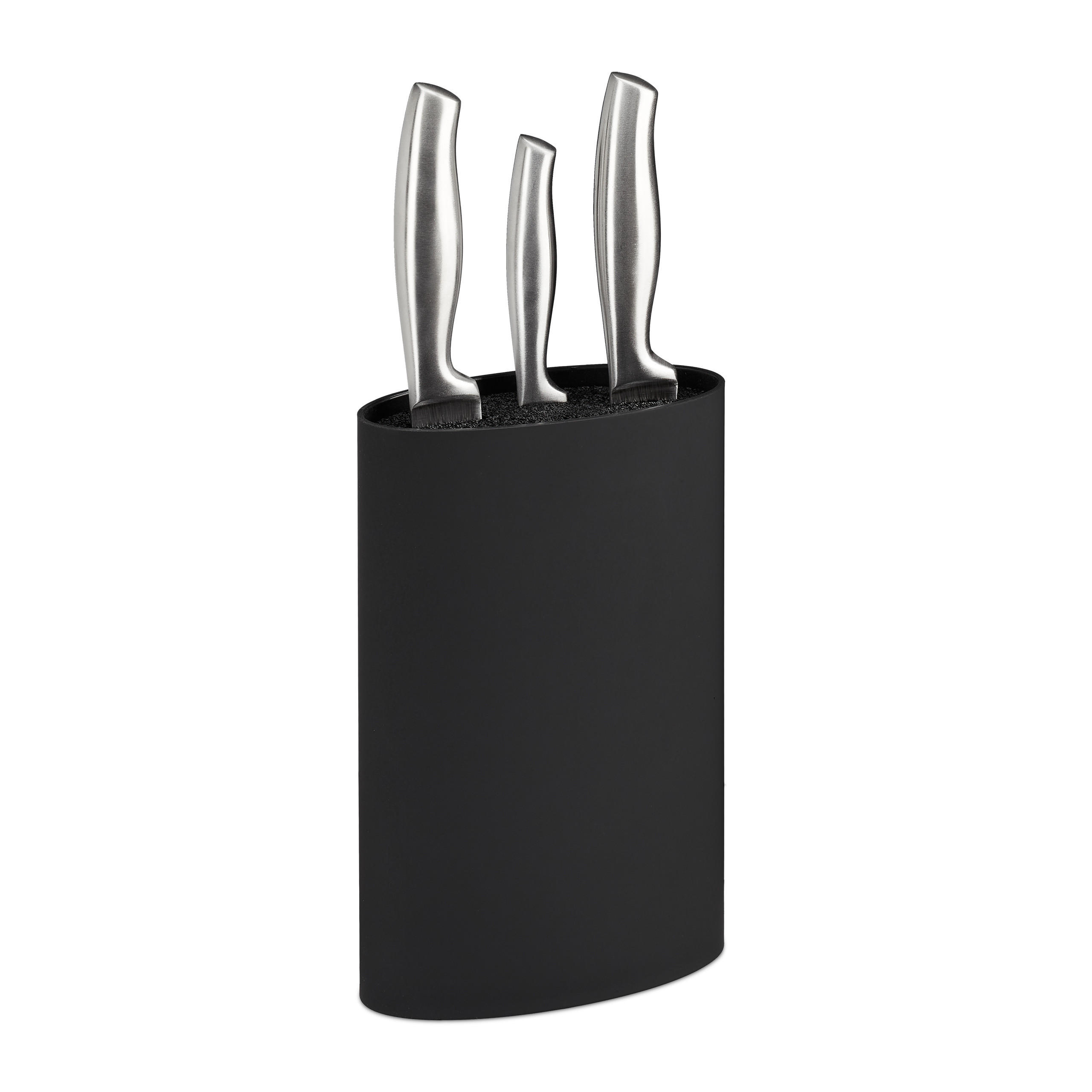 MESSERBLOCK oval - Schwarz, Kunststoff (16.5/22/6.5cm) - Relaxdays